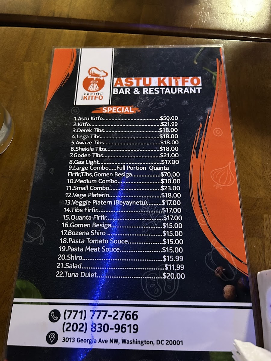 Menu Astu Kitfo Bar And Restaurant-1